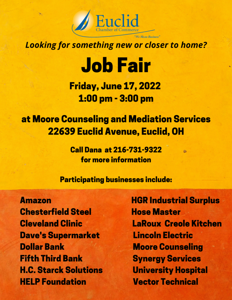Euclid Chamber of Commerce Job Fair Moore Counseling & Mediation Services